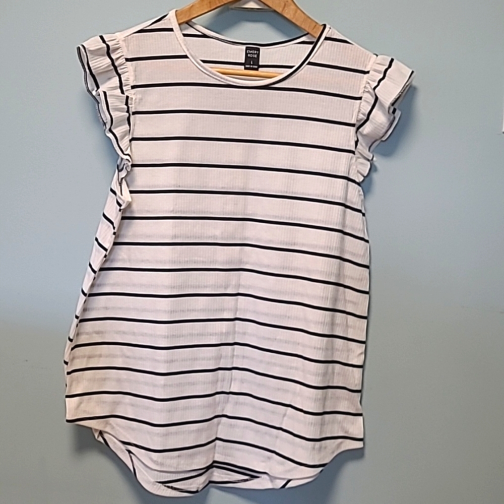 Shein White and Black Striped shirt. Size Lg
